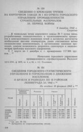 Сведения о кремации трупов на кирпичном заводе № 1 из отчета Городского управления промышленности строительных материалов за период войны. 9 декабря 1942 г.