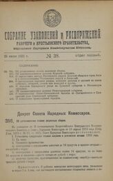 Декрет Совета Народных Комиссаров. Об установлении ставок акцизных сборов. 27 апреля 1923 года