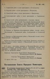 Постановление Совета Народных Комиссаров. Об исполнении государственного бюджета Р.С.Ф.С.Р. за первое полугодие 1927-1928 бюджетного года. 24 апреля 1928 г.