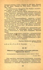 Шефство над городскими и сельскими районами Воронежской области. Постановление облисполкома и бюро обкома ВКП(б). 13 июля 1943 г.