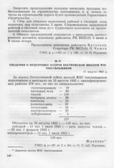 Сведения о подготовке кадров Костромской школой ФЗУ текстильщиков. 11 августа 1942 г.