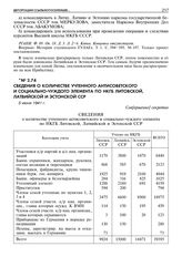 Сведения о количестве учтенного антисоветского и социально-чуждого элемента по НКГБ Литовской, Латвийской и Эстонской ССР. 5 июня 1941 г.