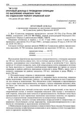 Итоговый доклад о проведении операции по выселению крымских татар по Судакскому району Крымской АССР. Не ранее 20 мая 1944 г.