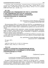 Обращение зам. председателя СНК ГССР С.Г. Хоштарии к зам. председателя СНК СССР В.М. Молотову о проблемах освоения земель, оставленных спецпереселенцами из Закавказья. 20 марта 1945 г. 