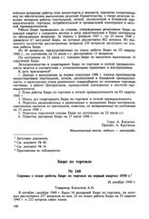 Справка о плане работы Бюро по торговле на первый квартал 1950 г. 26 декабря 1949 г. 