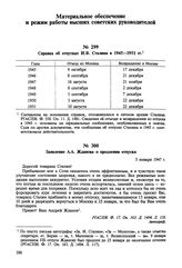 Заявление А.А. Ж данова о продлении отпуска. 5 января 1947 г. 