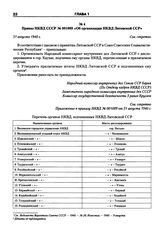 Приказ НКВД СССР № 001089 «Об организации НКВД Литовской ССР». 31 августа 1940 г.