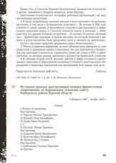 Из списка граждан, расстрелянных немецко-фашистскими захватчиками, по Борковскому сельскому совету Тербунского района Курской области. 5 февраля 1943 - ноябрь 1943 г.