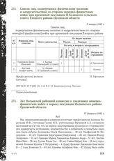 Список лиц, подвергшихся физическому насилию и надругательствам со стороны немецко-фашистских войск при временной оккупации II Казацкого сельского совета Елецкого района Орловской области. 9 января 1943 г.