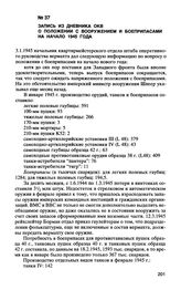 Запись из дневника ОКВ о положении с вооружением и боеприпасами на начало 1945 года