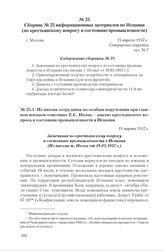 Сборник № 25 информационных материалов по Испании (по крестьянскому вопросу и состоянию промышленности). Г. Москва, 15 апреля 1937 г. Содержание сборника № 25