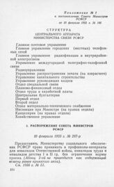 Распоряжение Совета Министров РСФСР 10 февраля 1955 г. № 287-р