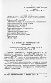 О пенсиях по кооперативному страхованию. Постановление Совета Министров РСФСР 15 сентября 1956 г. № 634