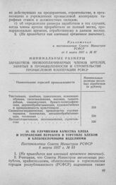 Об улучшении качества хлеба и устранении перебоев в торговле хлебом и хлебобулочными изделиями. Постановление Совета Министров РСФСР 8 марта 1957 г. № 931