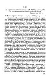 Из информации обкома партии в ЦК ВКП(б) о ходе работ по восстановлению народного хозяйства Крыма. Начало мая 1944 г.