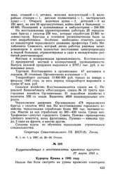 Корреспонденция о восстановлении крымских курортов. 27 марта 1945 г.