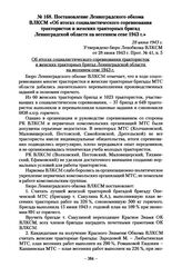 Постановление Ленинградского обкома ВЛКСМ «Об итогах социалистического соревнования трактористок и женских тракторных бригад Ленинградской области на весеннем севе 1943 г.». 28 июня 1943 г.