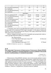 Постановление Гомельского облисполкома и Гомельского обкома КП(б)Б «О засыпке семенных и страховых фондов в колхозах районов Гомельской области, освобожденных от немецкой оккупации». 23 декабря 1943 г.