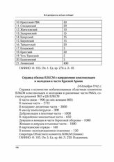 Справка обкома ВЛКСМ о направлении комсомольцев и молодежи в части Красной Армии. 24 декабря 1942 г.