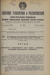 Об утверждении устава Костромского Государственного треста лесной и деревообрабатывающей промышленности «Костромлес». Утвержден постановлением Костромского Губернского Исполнительного Комитета 13 апреля 1928 г.