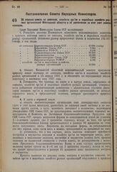 Постановление Совета Народных Комиссаров. Об отрезке земель от совхозов, хозяйств орс’ов и подсобных хозяйств разных организаций Московской области и об увеличении за этот счет земель колхозов. 27 февраля 1937 г. № 340