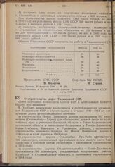 Постановление Совета Народных Комиссаров Союза ССР и Центрального Комитета ВКП(б). О строительстве дорог Таджикской ССР. 28 февраля 1940 г. № 281