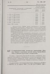 Постановление Совета Министров РСФСР и Всесоюзного Центрального Совета Профессиональных Союзов. О перераспределении количества переходящих Красных Знамен и денежных премий между Средне-Волжским и Западно-Уральским совнархозами. 11 октября 1963 г. ...