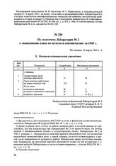 Из статотчета Лаборатории № 2 о «выполнении плана по штатам и контингентам» за 1943 г. Не позднее 13 марта 1944 г. 