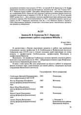 Записка И.В. Курчатова М.Г. Первухину о привлечении к работе сотрудников ФИАНа. 26 мая 1944 г. 