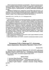 Распоряжение № 86 по Лаборатории № 2 с объявлением списка награжденных Президиумом Верховного Совета СССР. 23 июня 1945 г. 