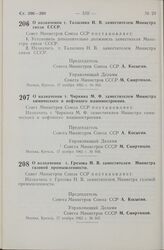 Постановление Совета Министров СССР. О назначении т. Талызина Н. В. заместителем Министра связи СССР. 17 ноября 1965 г. № 955