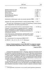 Протокол № 171 от 1 декабря. Записка Административного отдела ЦК КПСС по вопросам отмены Указа Президиума Верховного Совета СССР от 21 февраля 1948 г. 3 августа 1955 г.