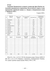 Сведения Гродненского уездного комиссара фон Плетца начальнику гражданского управления Белостокского округа о ходе проведения еврейской акции в г. Гродно и Гродненском уезде с 5 февраля 1943 г. г. Гродно. 5 марта 1943 г. 