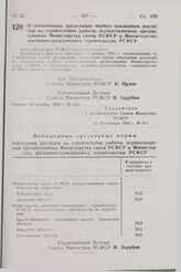 Постановление Совета Министров СССР. О повышенных предельных нормах накладных расходов на строительные работы, осуществляемые организациями Министерства связи РСФСР и Министерства жилищно-гражданского строительства РСФСР. 19 октября 1983 г. № 471