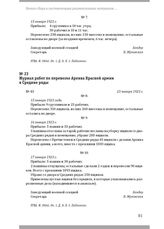 Журнал работ по перевозке Архива Красной армии из д. № 14 по Кропоткинской ул. в новое помещение в Средних торговых рядах (Красная площадь). Журнал работ по перевозке Архива Красной армии в Средние ряды. 23 января 1923 г.