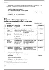 Сведения о работах над диссертациями по документальным материалам ЦГАКА в 1944 г. Г. Москва, 7 декабря 1944 г.