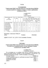 Сообщение Управления МВД Томской области в Томский обком ВКП(б) о трудоустройстве спецпереселенцев-эстонцев, прибывших в область в 1941 г. 1 ноября 1948 г. Г. Томск