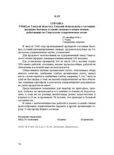 Справка УМВД по Томской области в Томский облисполком о состоянии жилищно-бытовых условий спецпереселенцев-немцев, работающих на Самусьском судоремонтном затоне. 19 сентября 1946 г.