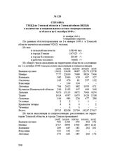 Справка УМВД по Томской области в Томский обком ВКП(б) о количестве и национальном составе спецпереселенцев в области на 1 октября 1949 г. 19 ноября 1949 г.