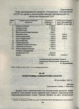 Телеграмма Совнаркома КазССР. 30 сентября 1941 г.