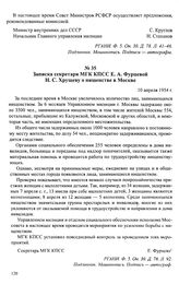 Записка секретаря МГК КПСС Е. А. Фурцевой Н. С. Хрущеву о нищенстве в Москве. 10 апреля 1954 г.