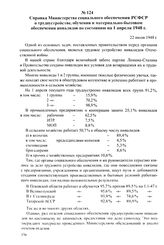 Справка Министерства социального обеспечения РСФСР о трудоустройстве, обучении и материально-бытовом обеспечении инвалидов по состоянию на 1 апреля 1948 г. 22 июля 1948 г.