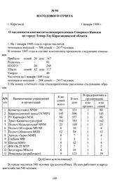 Из годового отчета «О численности контингента спецпереселенцев с Северного Кавказа по городу Темир-Тау Карагандинской области». г. Караганда, 1 января 1948 г.