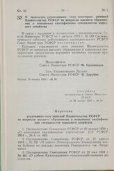 Постановление Совета Министров РСФСР. О признании утратившими силу некоторых решений Правительства РСФСР по вопросам высшего образования и повышения квалификации специалистов народного хозяйства. 28 января 1982 г. № 90