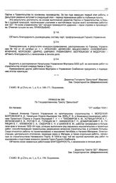 Приказ № 389 по государственному тресту «Дальстрой». б/х Нагаево. 21 ноября 1934 г.