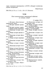 План комплектования литературой кабинета по истории знаний. 11 ноября 1931 г.