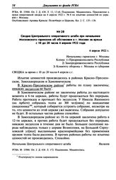 Сводка Центрального оперативного штаба при начальнике Московского гарнизона об обстановке в г. Москве за время с 10 до 20 часов 4 апреля 1922 года. 4 апреля 1922 г.