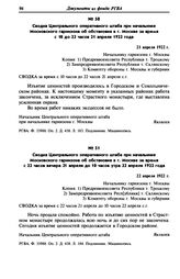 Сводка Центрального оперативного штаба при начальнике Московского гарнизона об обстановке в г. Москве за время с 10 до 22 часов 21 апреля 1922 года. 21 апреля 1922 г.