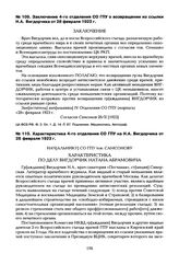 Характеристика 4-го отделения СО ГПУ на Н.А. Вигдорчика от 28 февраля 1923 г.