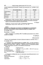 Записка В.В. Куйбышева И.В.Сталину об утверждении на Политбюро ЦК ВКП(б) прилагаемого плана хлебозаготовок на октябрь 1932 г. 26 сентября 1932 г. 